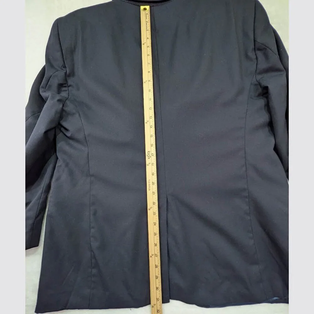 Lands' End 100% Wool Blazer Sport Coat Mens 48R Navy Traditional Preppy Academia